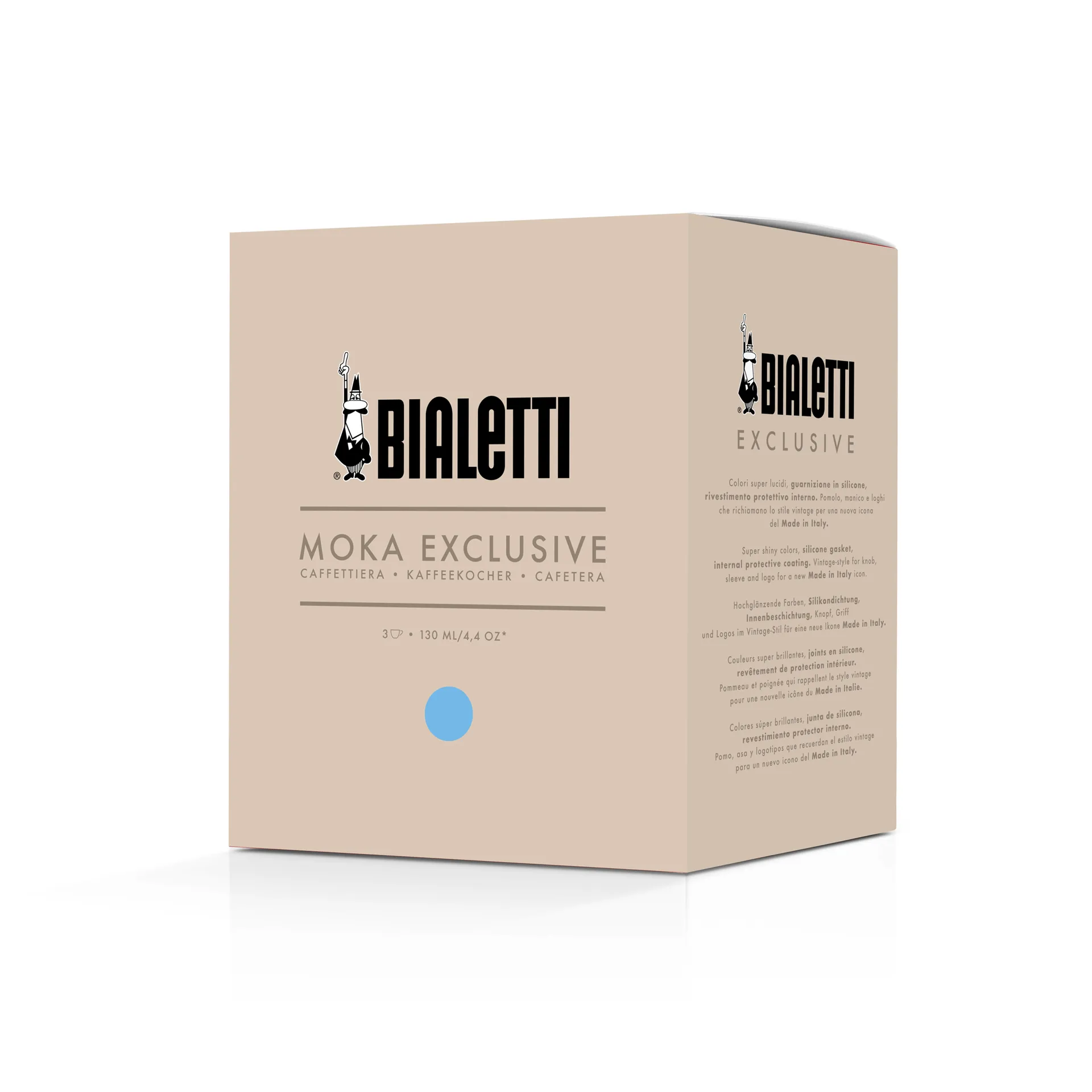 Bialetti exclusive mokabryggare, Ljusblå, 3 koppar Bialetti
