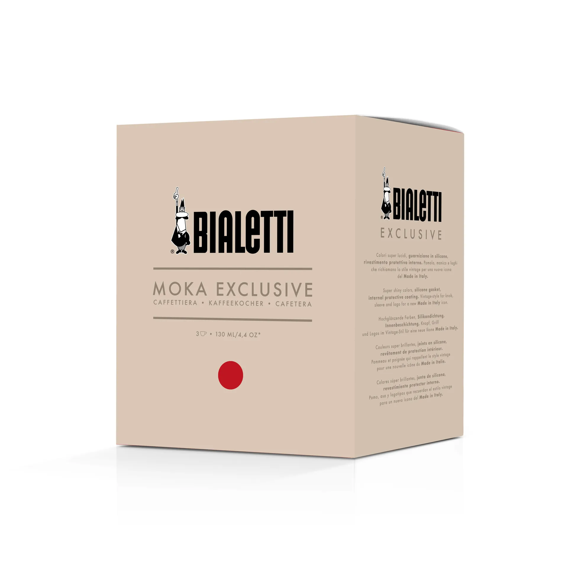 Bialetti exclusive mokabryggare, Röd, 3 koppar Bialetti
