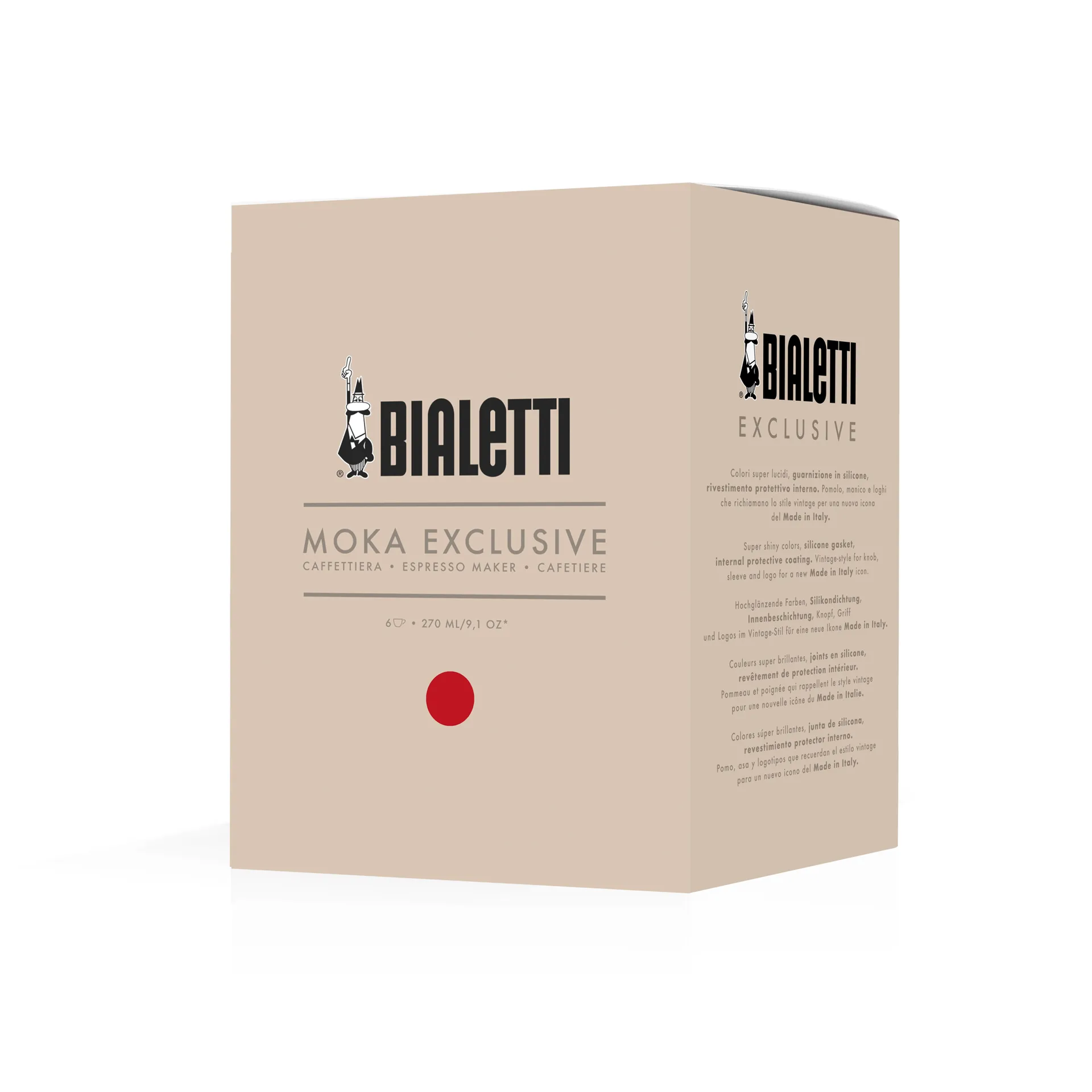 Bialetti exclusive mokabryggare, Röd, 6 koppar Bialetti