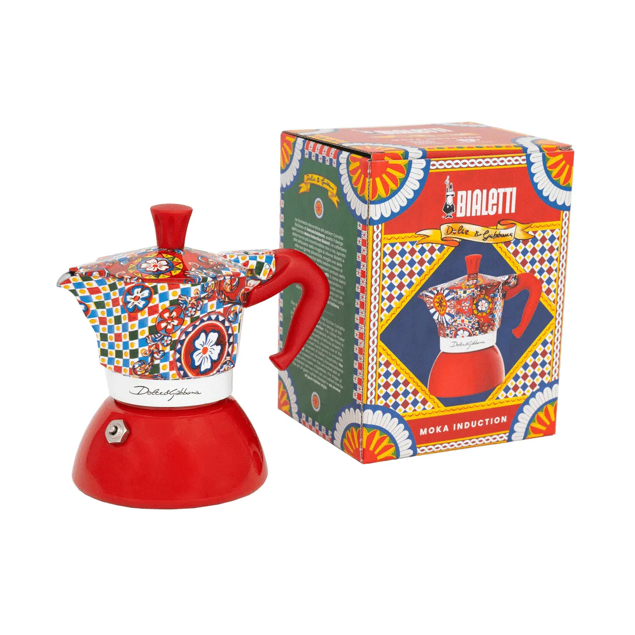 Bialetti x Dolce & Gabbana mokabryggare induktion, Sicilian cart, 2 koppar Bialetti