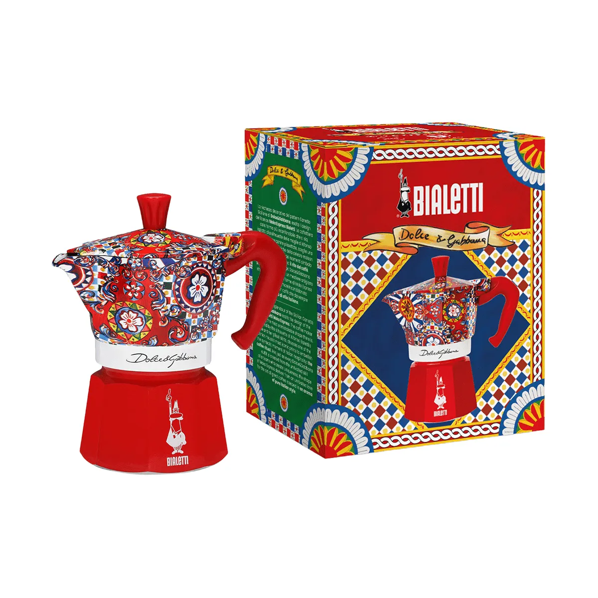 Bialetti x Dolce & Gabbana mokabryggare, Sicilian cart, 3 koppar Bialetti