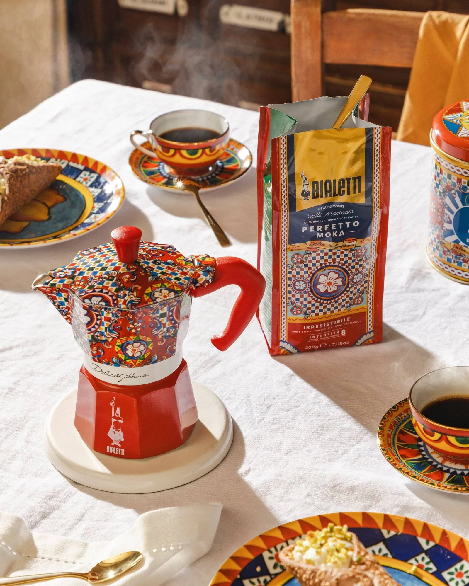 Bialetti x Dolce & Gabbana mokabryggare, Sicilian cart, 3 koppar Bialetti