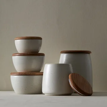 Bitz burk med lock matt 12 cm - Matt gräddvit - Bitz