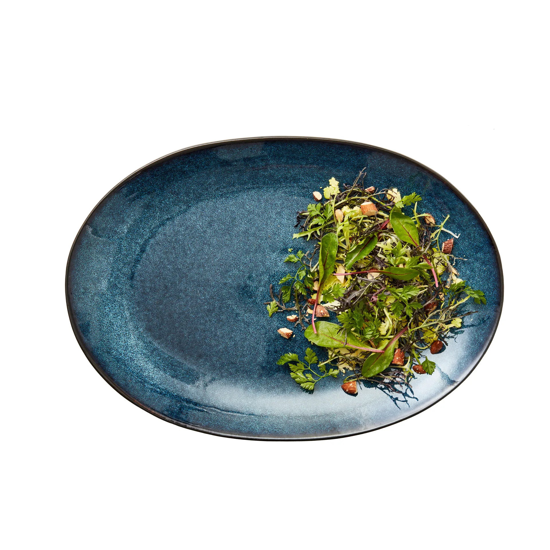 Bitz fat ovalt 25x36 cm, Svart-mörkblå Bitz