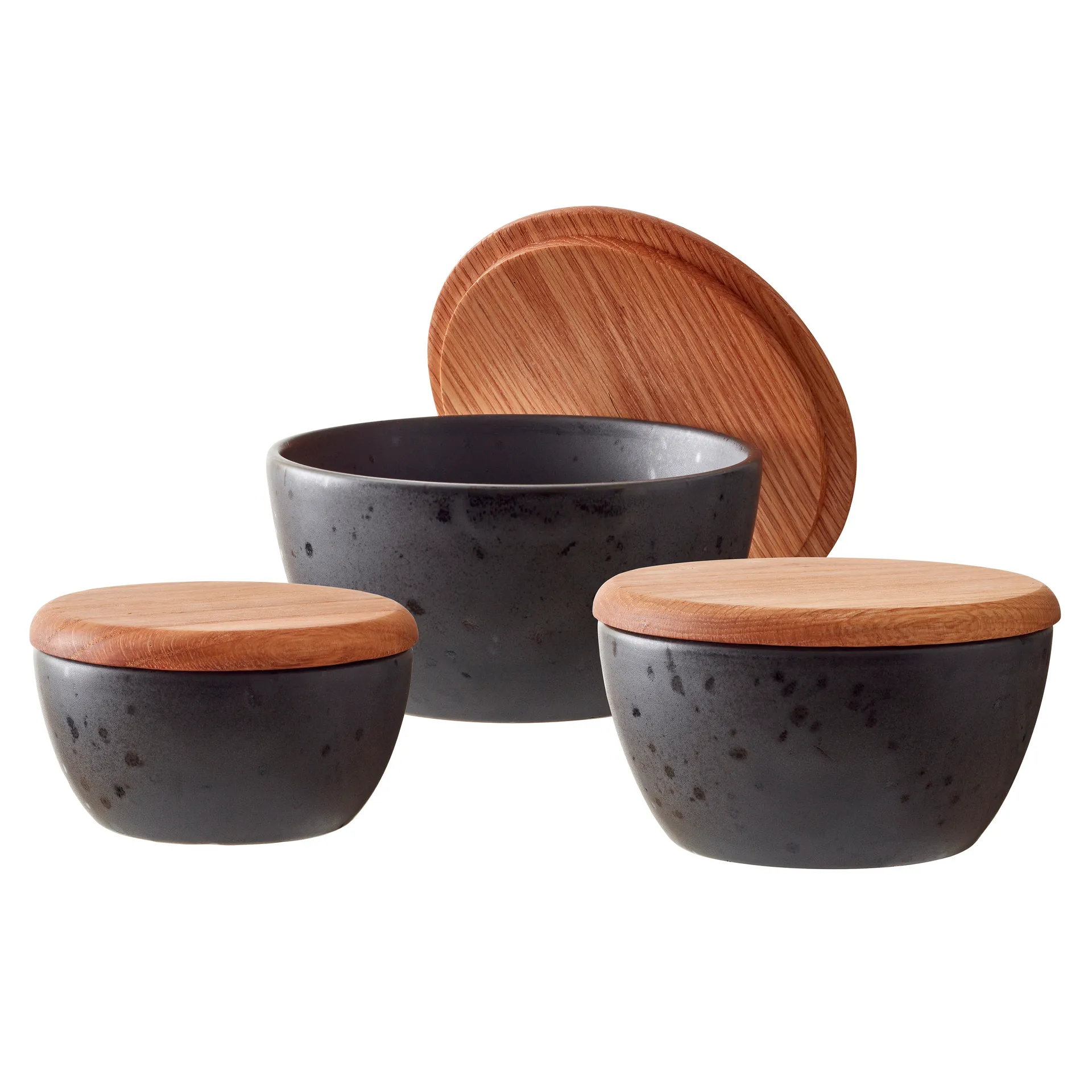 Bitz skålset 3-pack med lock matt, Svart Bitz