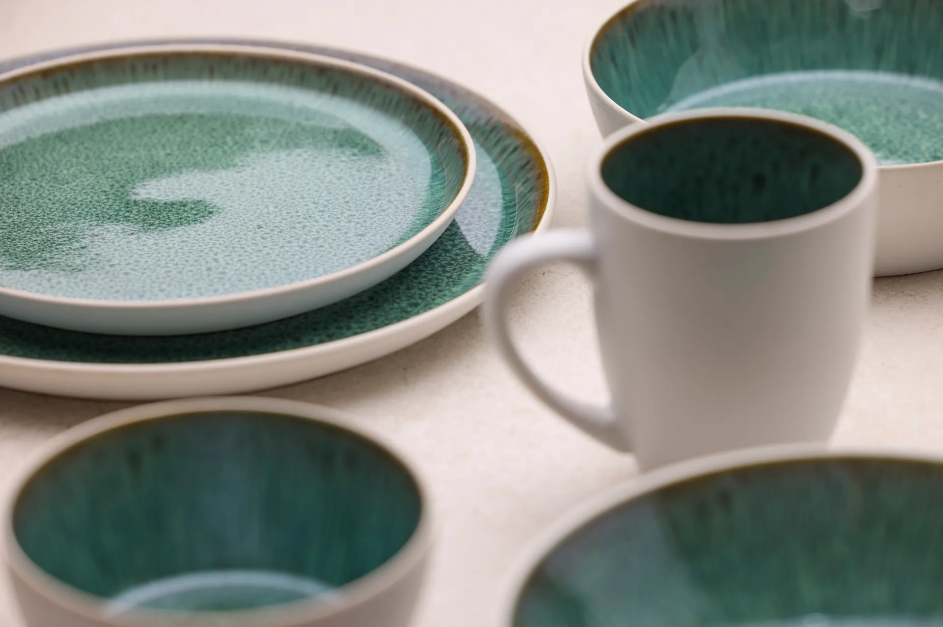 Bitz tallrik gastro Ø 21 cm, Vit-grön Bitz