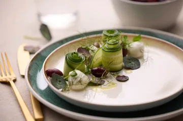 Bitz tallrik gastro Ø27 cm - Vit-grön - Bitz