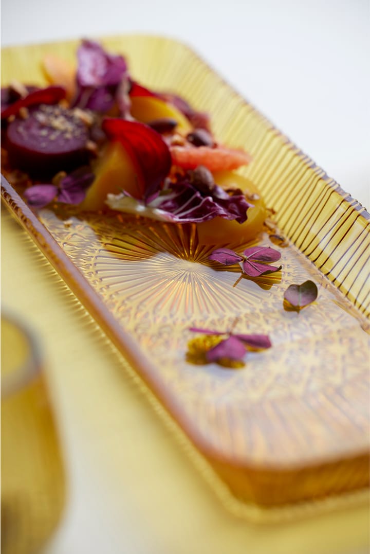 Kusintha serveringsfat rektangulärt 14x38 cm, Amber Bitz