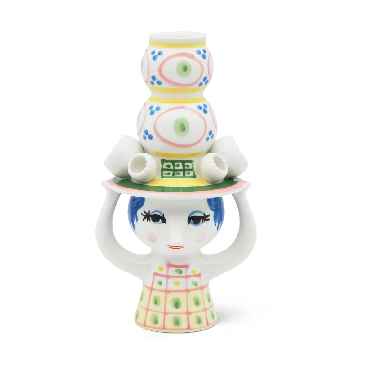 Bjørn Wiinblad Lady with hat ljusstake H16 cm Rosa