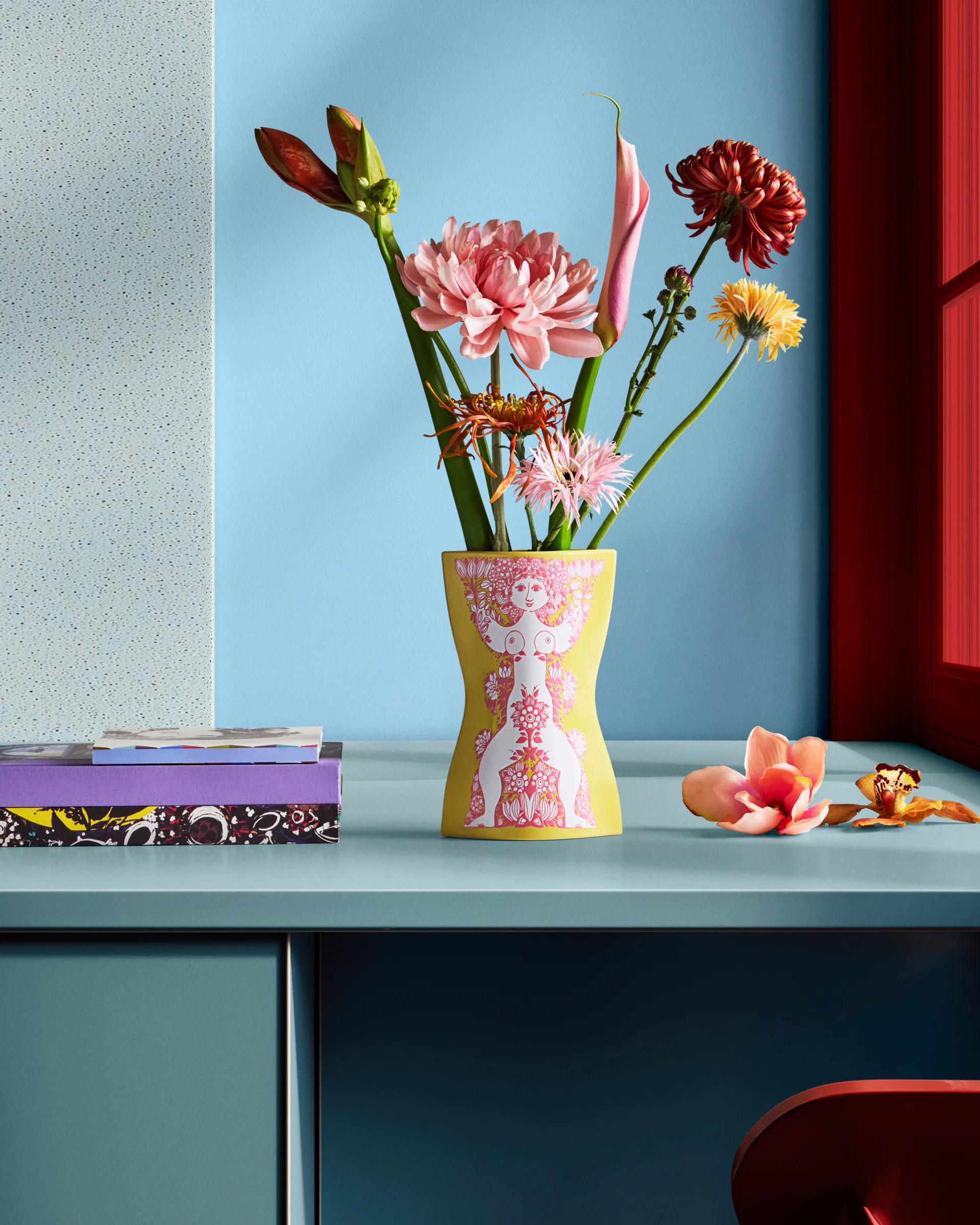 Nina vas, Gul-rosa, 22 cm Bjørn Wiinblad