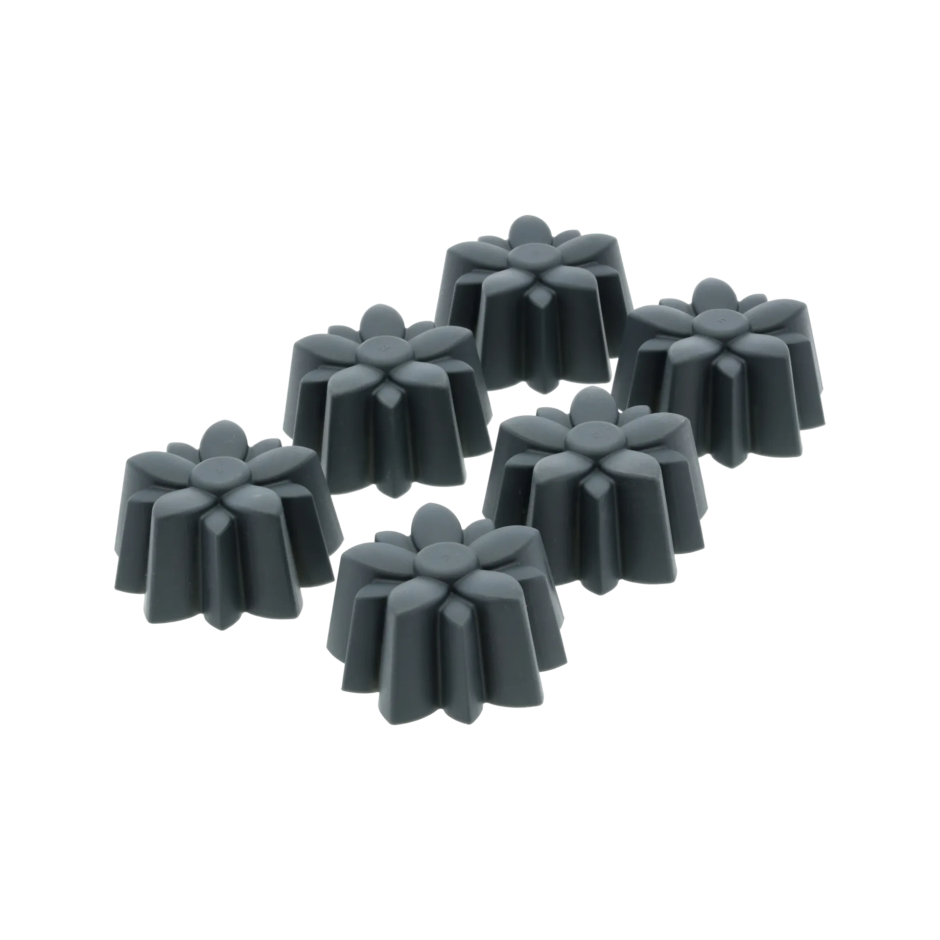Muffinsform silikon 6 hål, Blomma, grå Blomsterbergs