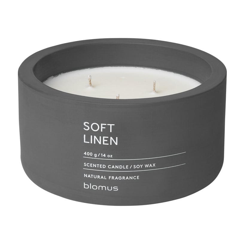 blomus Fraga doftljus 25 timmar Soft Linen-Magnet | Skandinavisk Design | Doftljus & Doftpinnar | Grå
