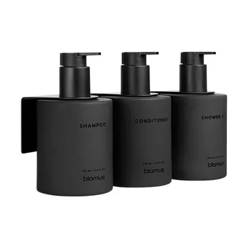 Kirei glasflaskor inkl vägghållare 3-pack - Smoke, limmonterad - blomus