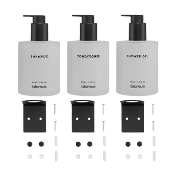 Kirei glasflaskor inkl vägghållare 3-pack - Vit, monteras med skruv - blomus
