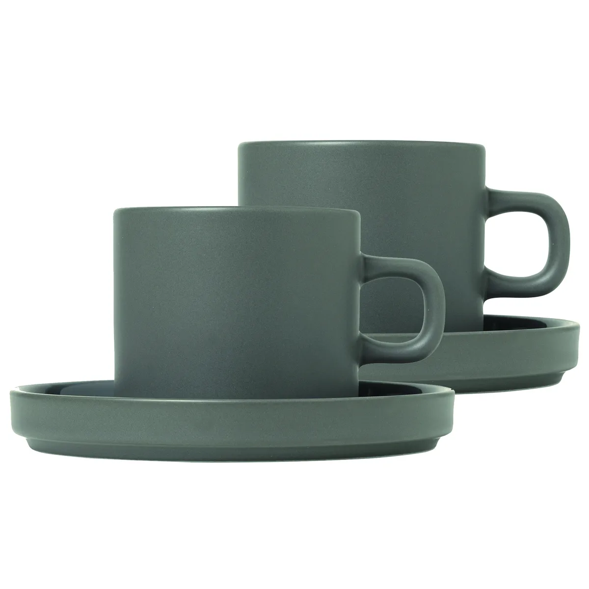 blomus Pilar kaffemugg med fat 2-pack Pewter