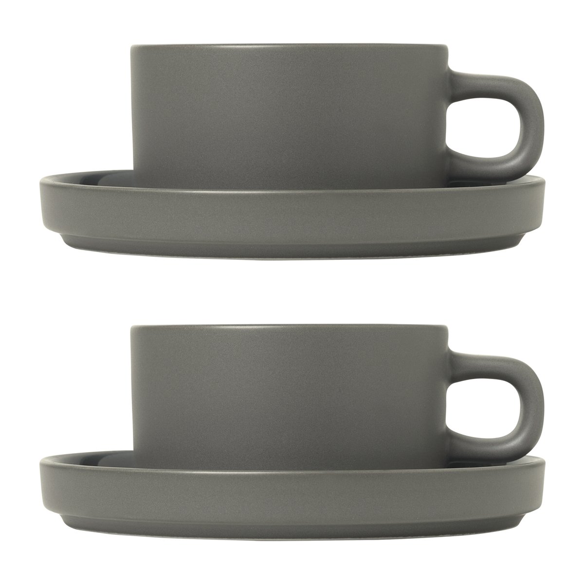 blomus Pilar temugg med fat 2-pack Pewter | Skandinavisk Design | Kaffekoppar | Grå