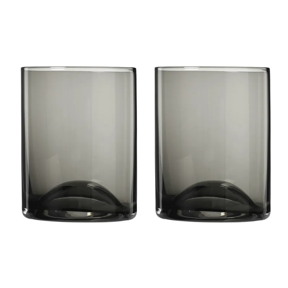 Wave tumblerglas 2-pack, Svart blomus