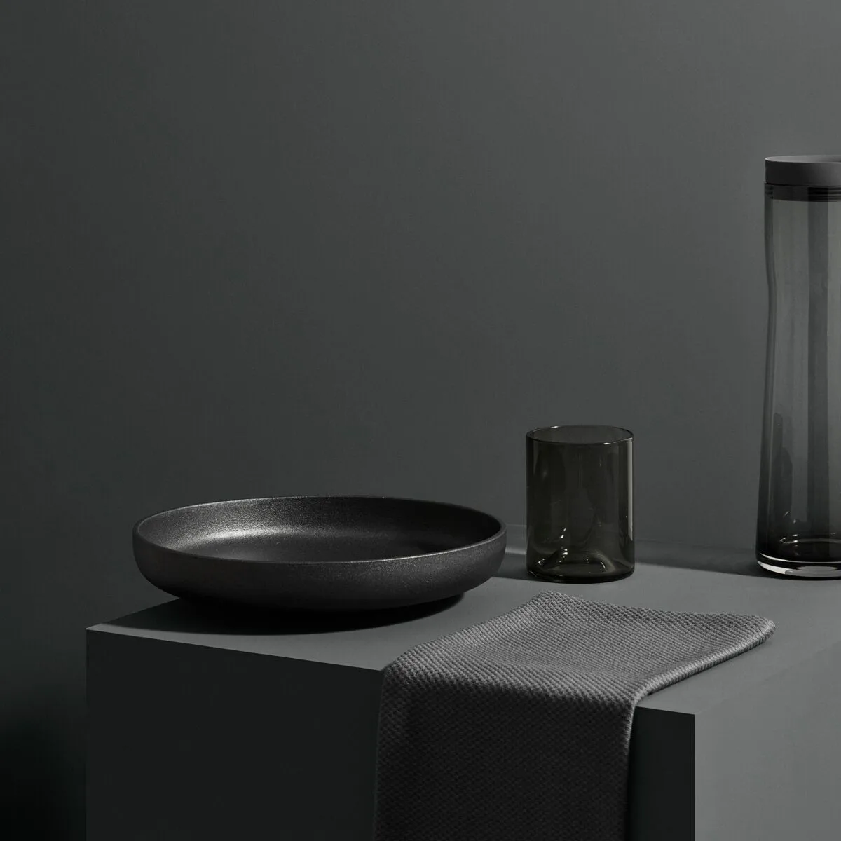 Wave tumblerglas 2-pack, Svart blomus