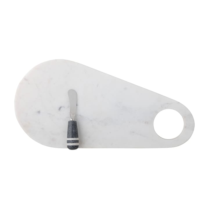 Abrielle ostkniv med skärbräda 20x42 cm - Vit marmor-rostfritt stål - Bloomingville