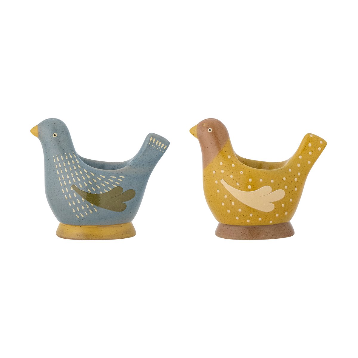 Bloomingville Birdy äggkopp 2-pack Blue-yellow | Skandinavisk Design | Äggkoppar | Blå