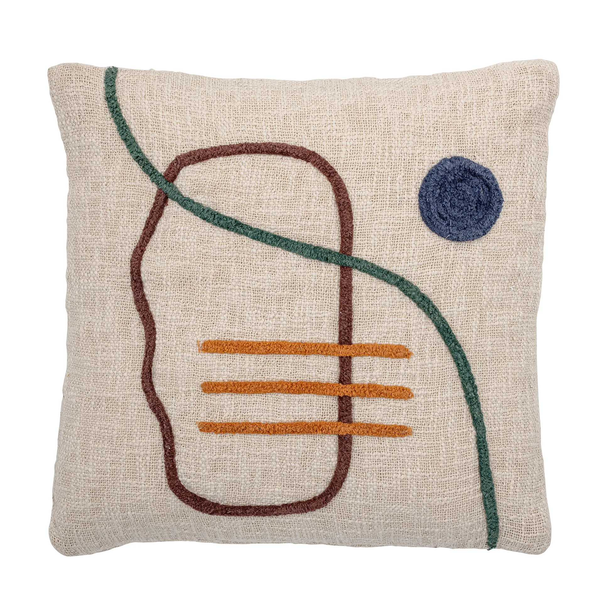 Bloomingville kudde broderi 45x45 cm, Natur Bloomingville