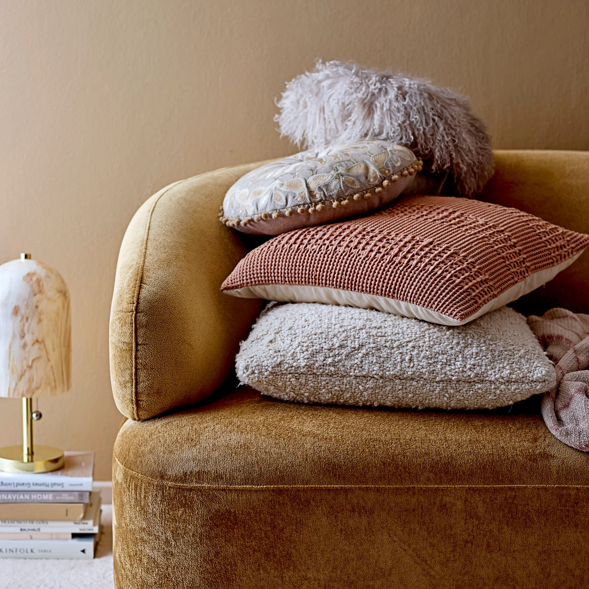 Bloomingville kudde enfärgad 50x50 cm, Natur Bloomingville