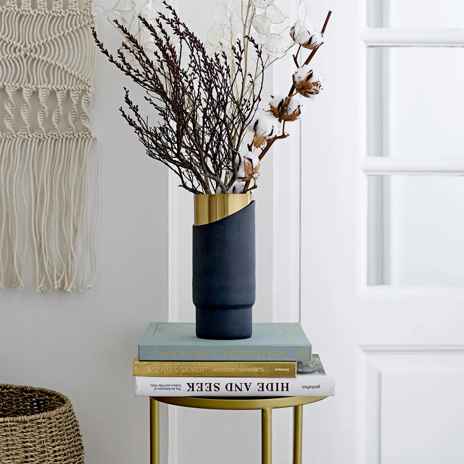 Bloomingville metallvas blå-guld, 23 cm Bloomingville