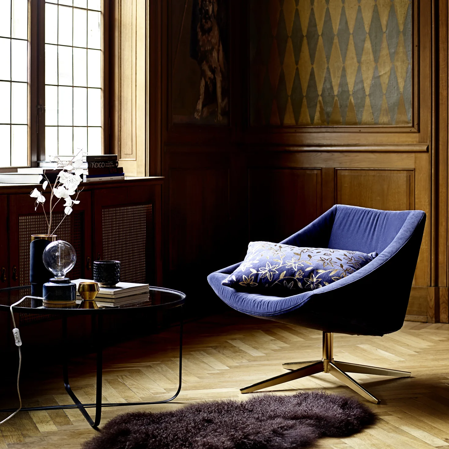 Bloomingville metallvas blå-guld, 23 cm Bloomingville