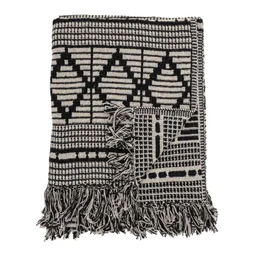 Bloomingville pläd återvunnen bomull 130x160 cm - Svart - Bloomingville