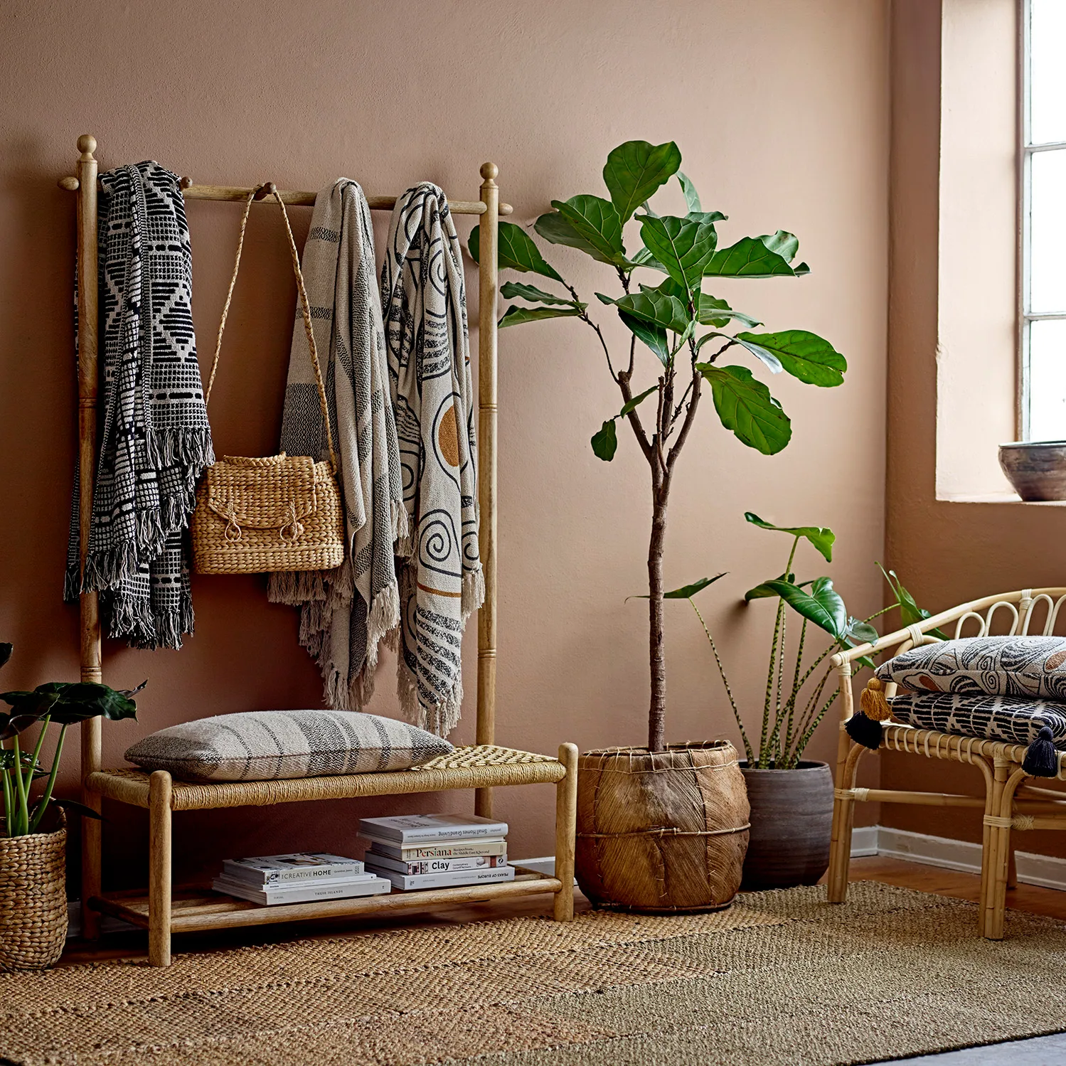 Bloomingville pläd återvunnen bomull 130x160 cm, Svart Bloomingville