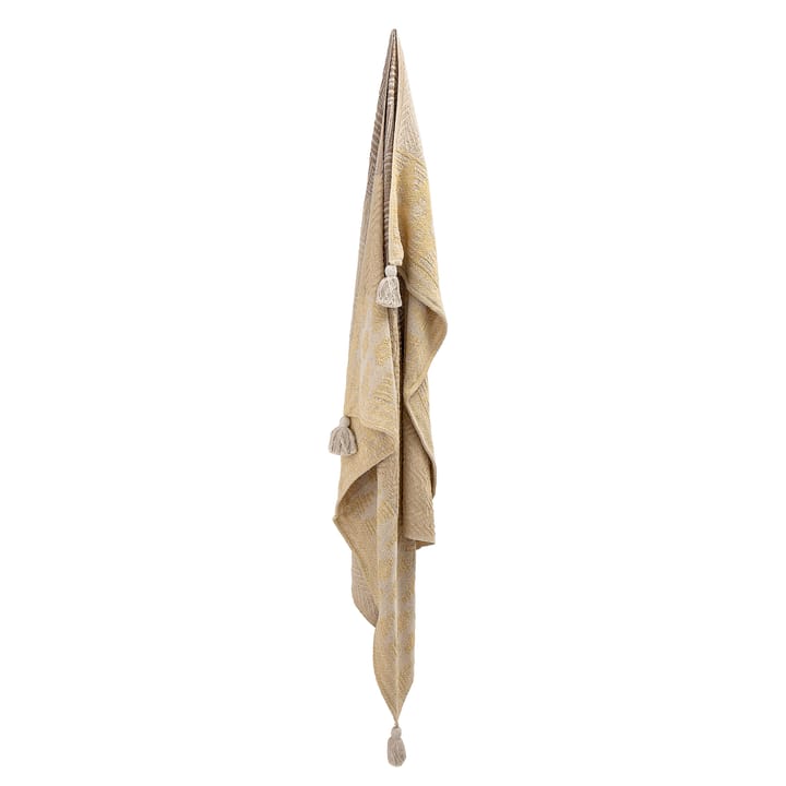 Bloomingville pläd med tofsar 130x160 cm, Gul-beige Bloomingville