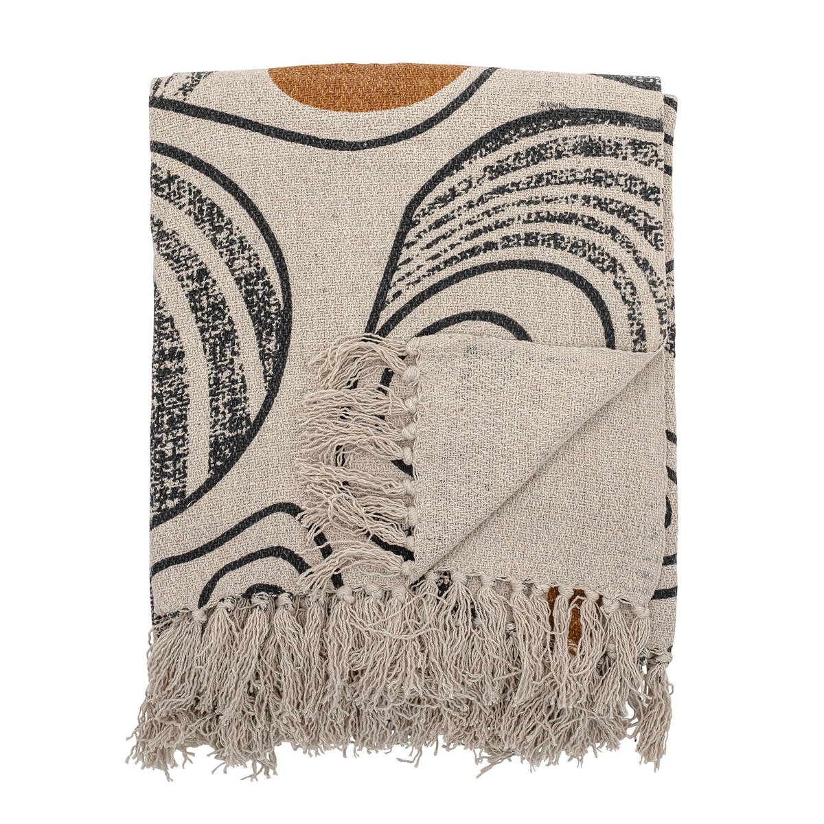 Bloomingville pläd mönstrad 130x160 cm Svart | Skandinavisk Design | Bomullsplädar & Bomullsfiltar | Beige