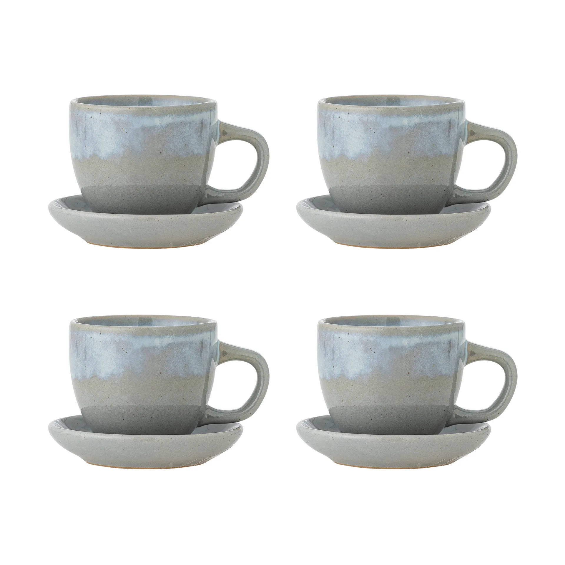Brenta kopp med fat 4-pack, Blå Bloomingville