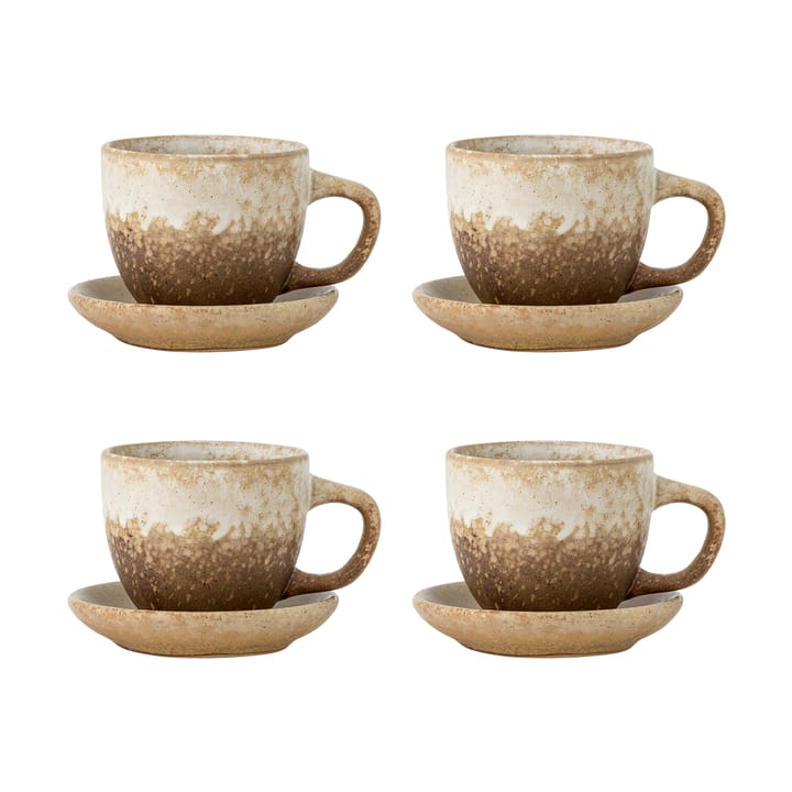 Brenta kopp med fat 4-pack, Natur Bloomingville