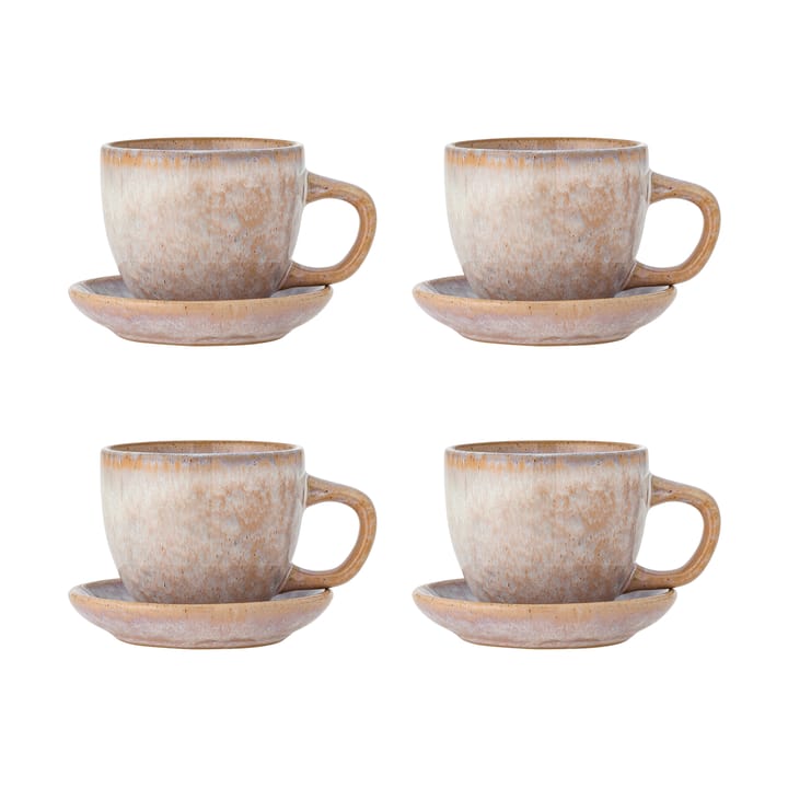 Brenta kopp med fat 4-pack - Rose - Bloomingville