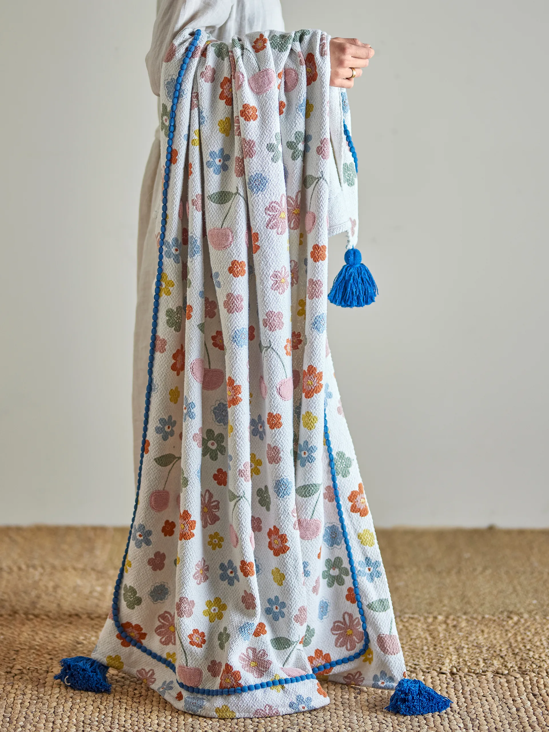 Cherry bomullspläd 160x130 cm, Rose Bloomingville