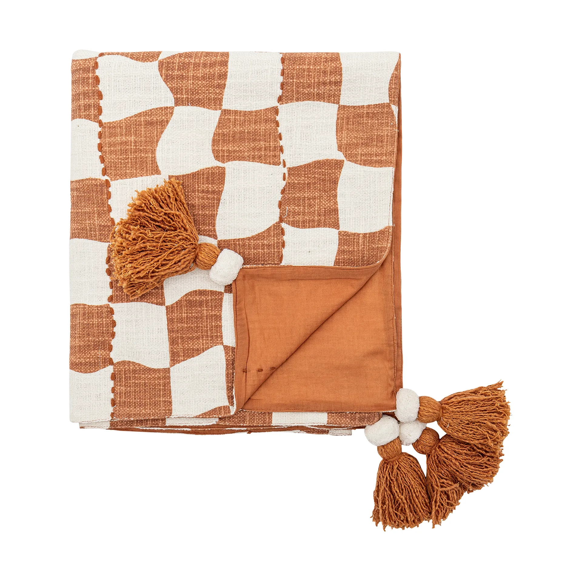 Chola pläd bomull 150x130 cm, Brun Bloomingville
