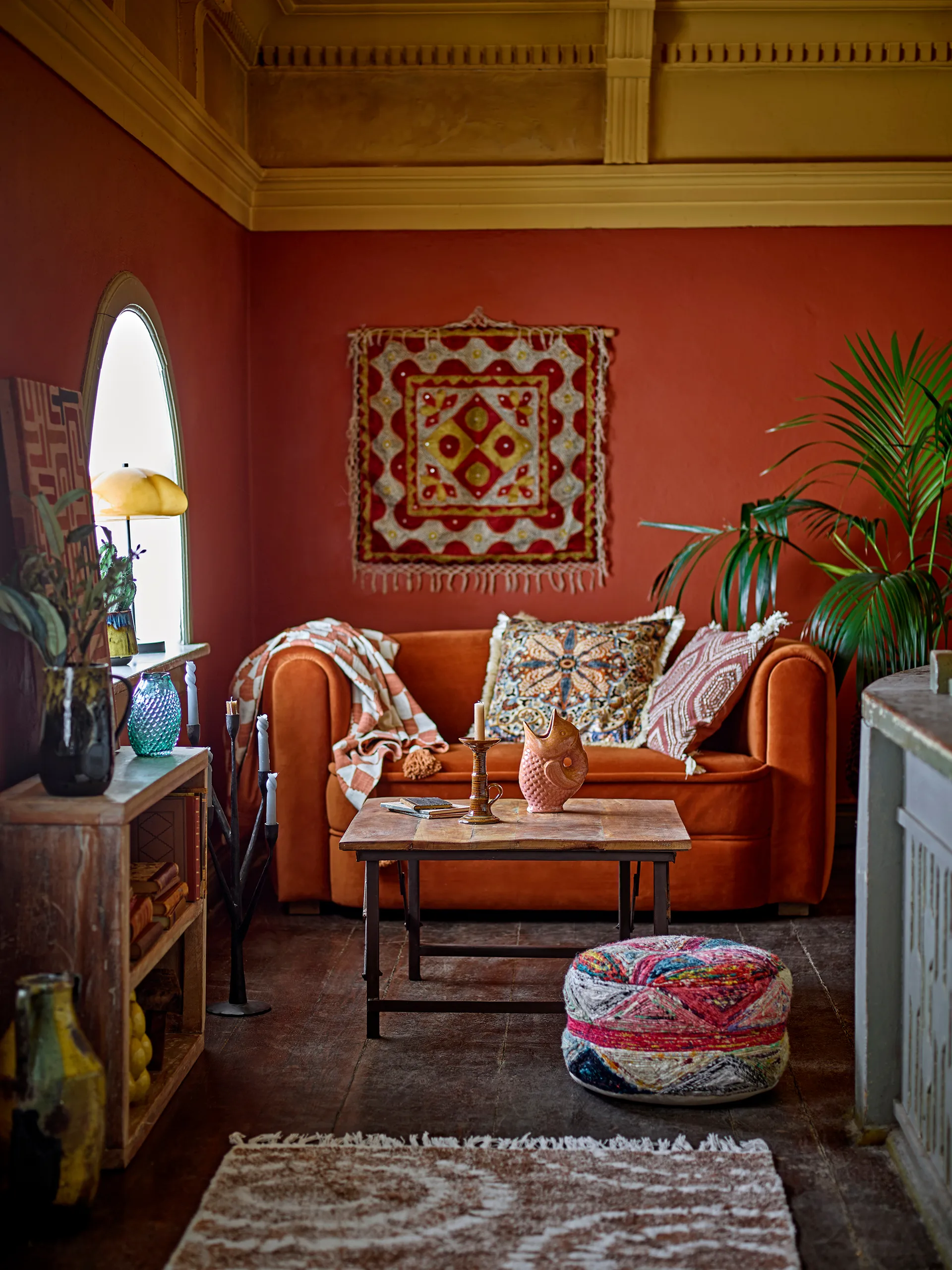 Chola pläd bomull 150x130 cm, Brun Bloomingville