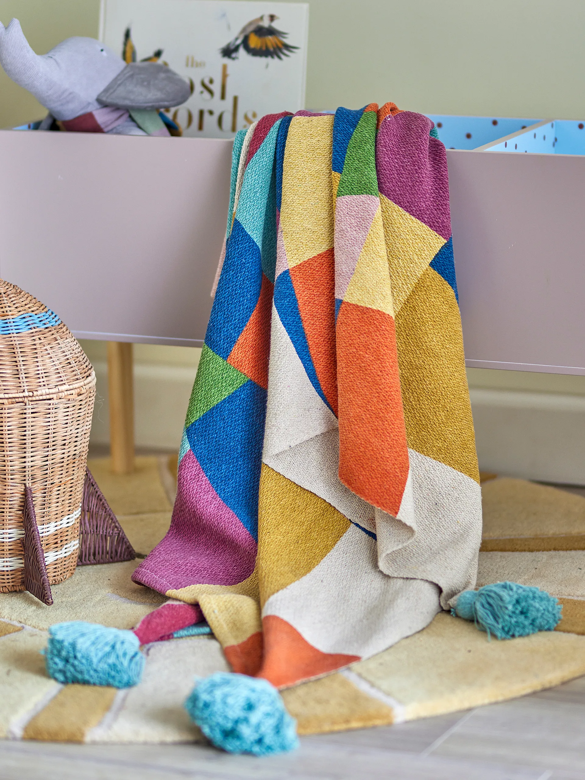 Colorine bomullspläd 160x130 cm, Blå Bloomingville