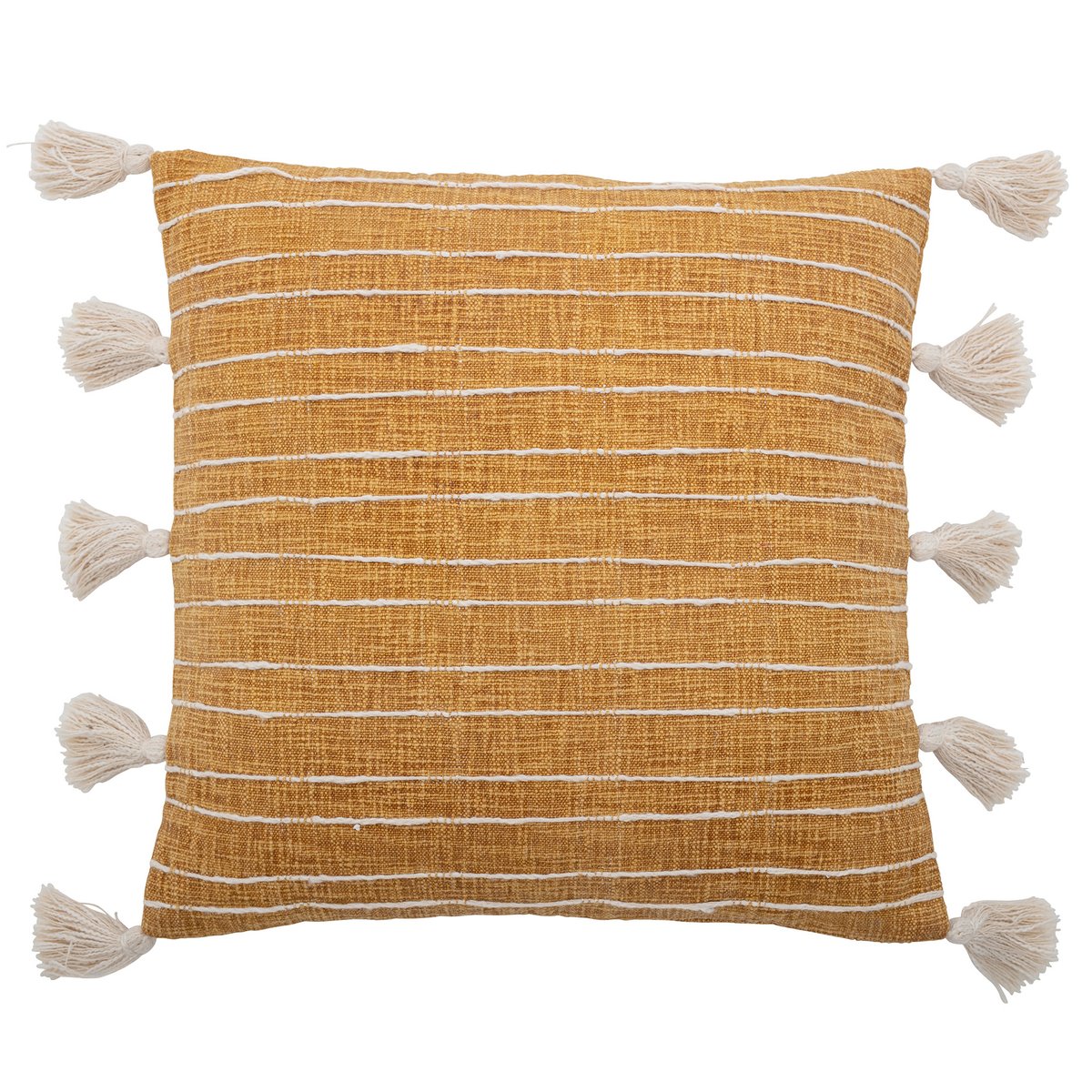 Bloomingville Emely kudde med tofsar 55x55 cm Gul | Skandinavisk Design | Kuddar | Gul