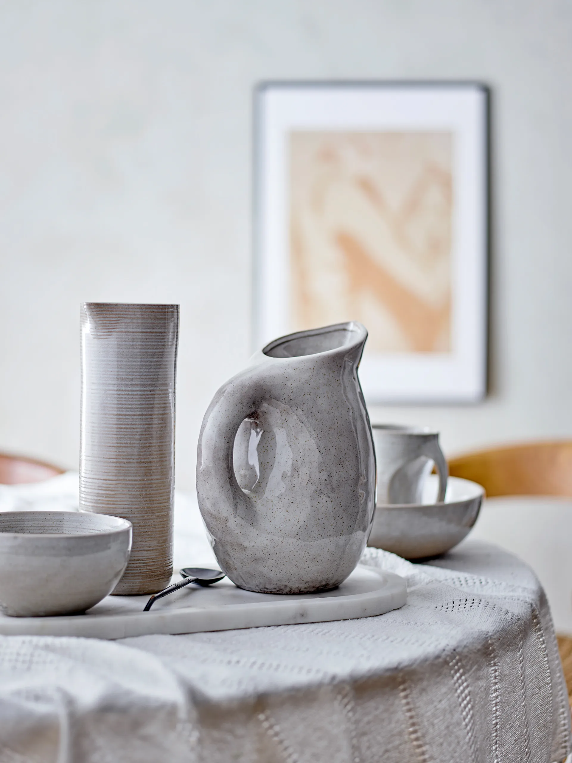 Emmaluna bricka 20x45,5 cm, Vit marmor Bloomingville