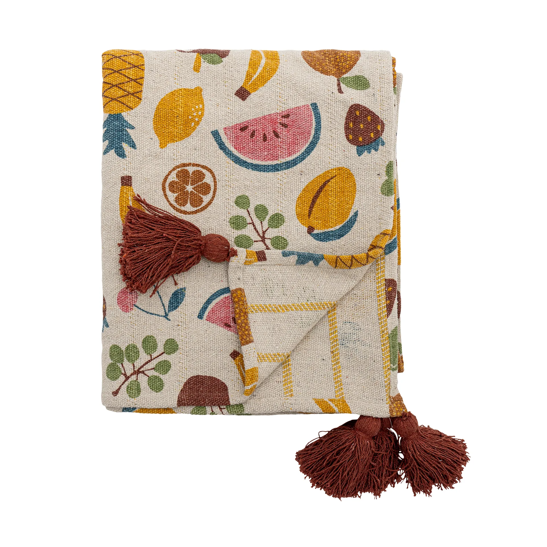 Fruitta bomullspläd 160x130 cm, Gul Bloomingville