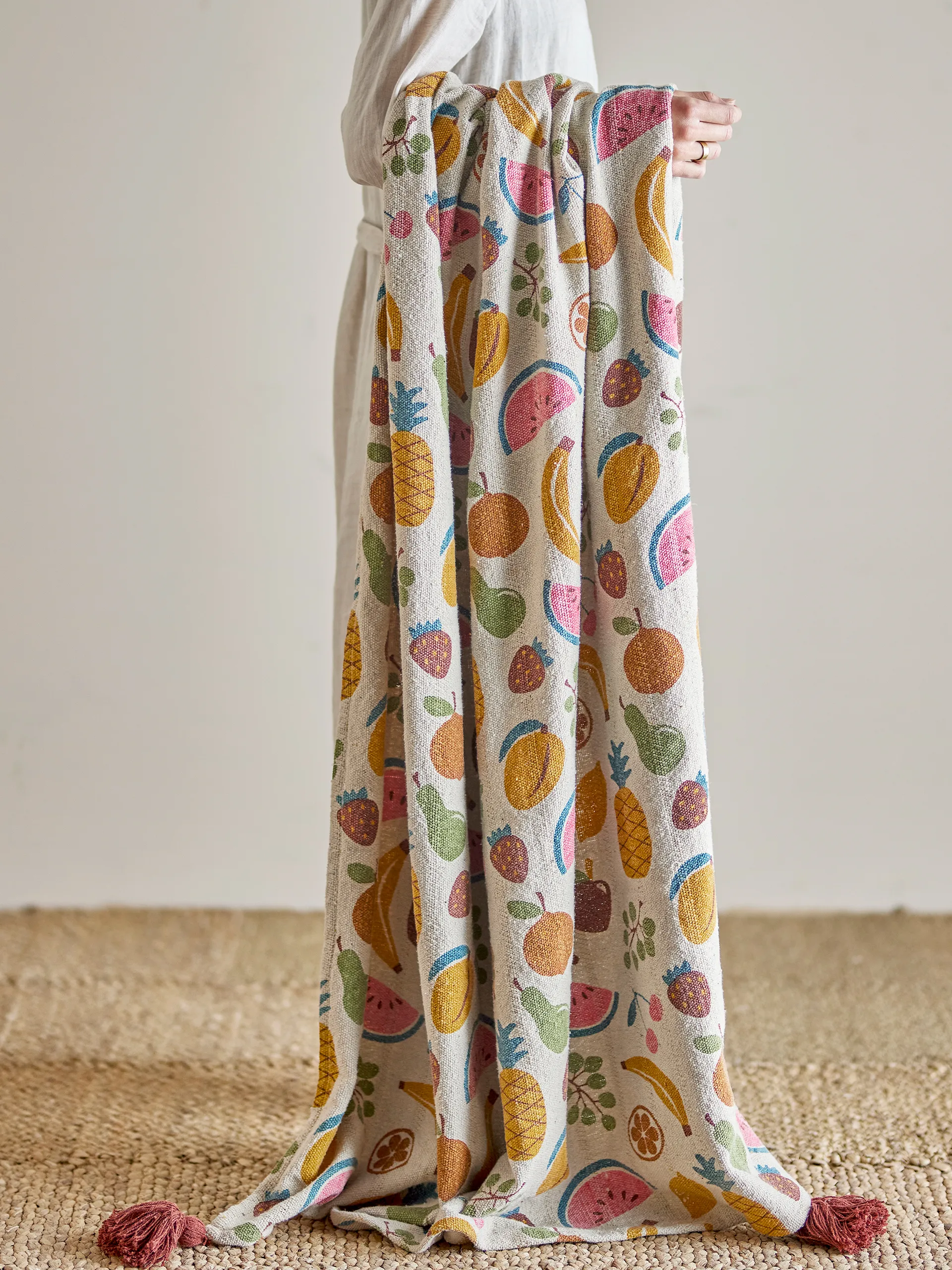 Fruitta bomullspläd 160x130 cm, Gul Bloomingville