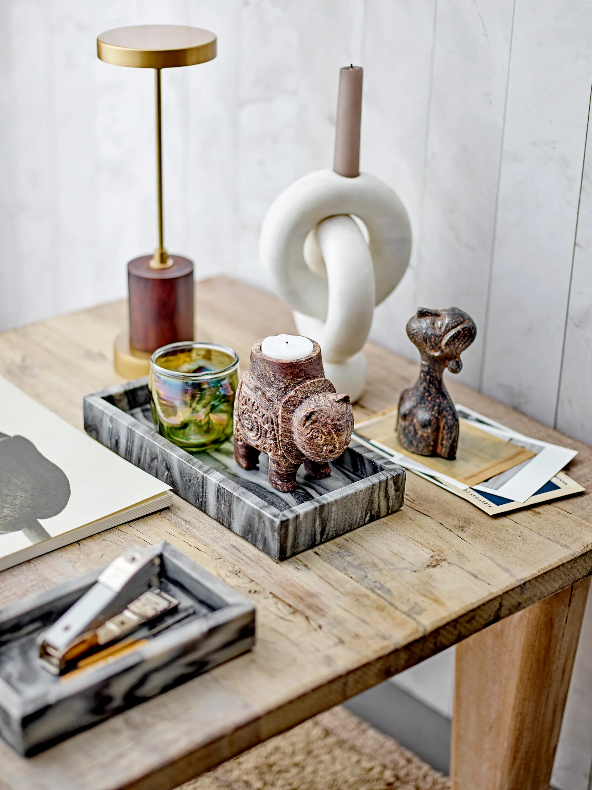 Goa ljusstake 20 cm, White marble Bloomingville