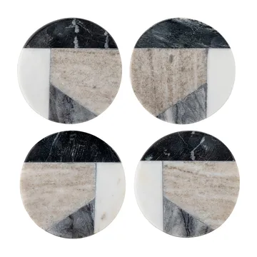 Izabella glasunderlägg Ø10 cm 4-pack - Grå marmor - Bloomingville