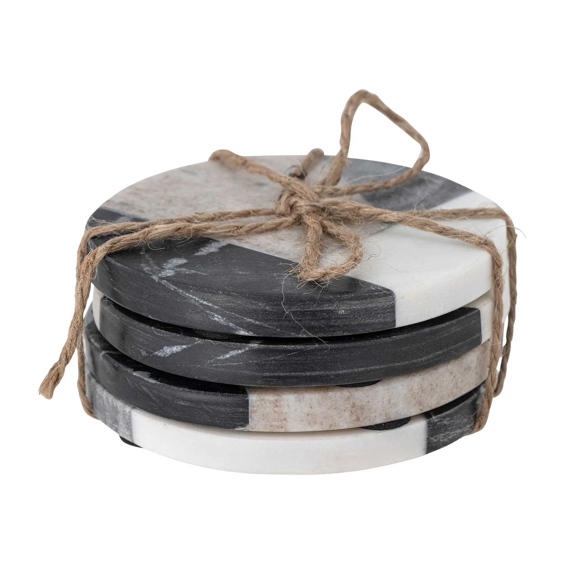 Izabella glasunderlägg Ø10 cm 4-pack, Grå marmor Bloomingville