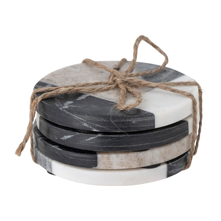 Izabella glasunderlägg Ø10 cm 4-pack, Grå marmor Bloomingville
