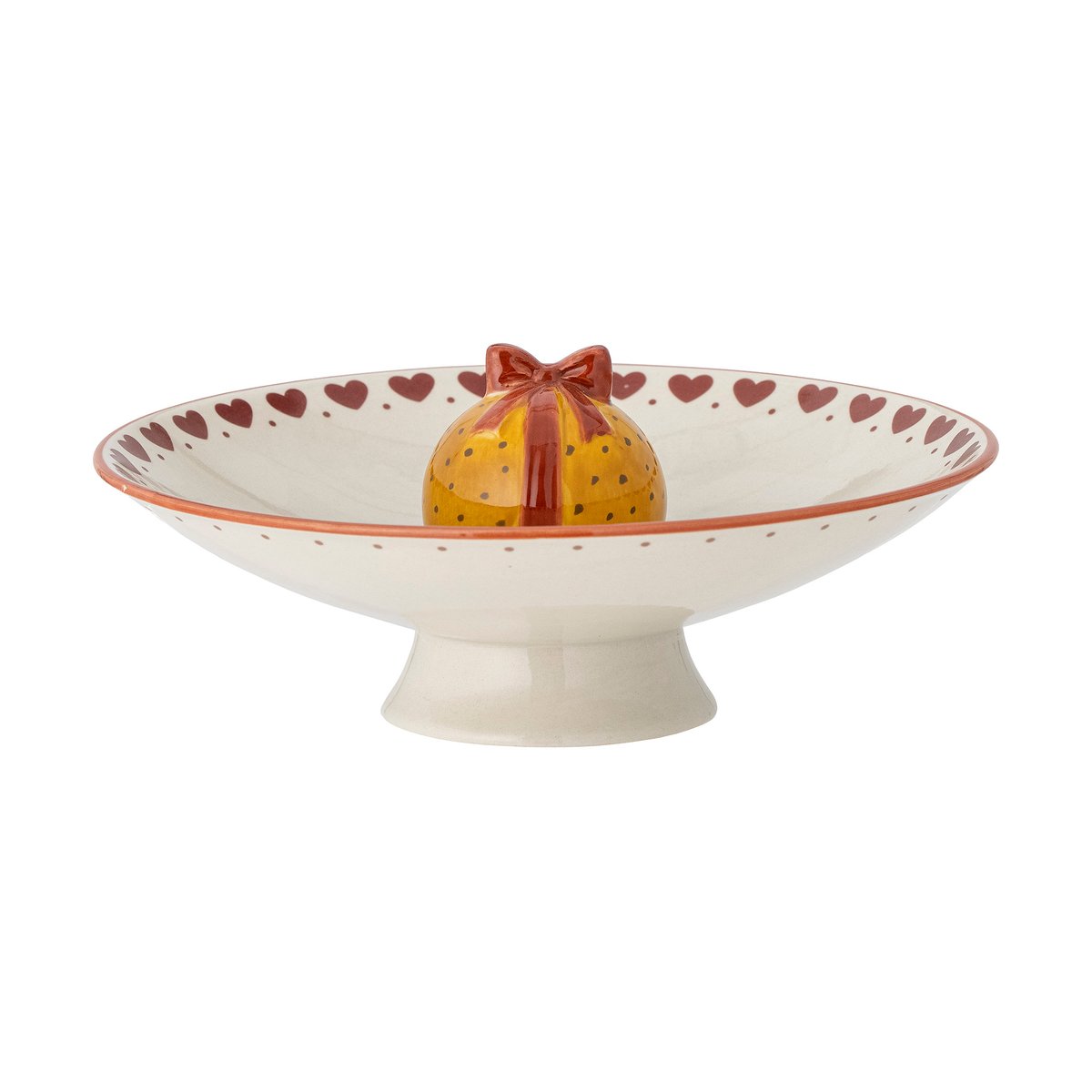 Bloomingville Jolly serveringsskål på fot 24 cm Vit-röd