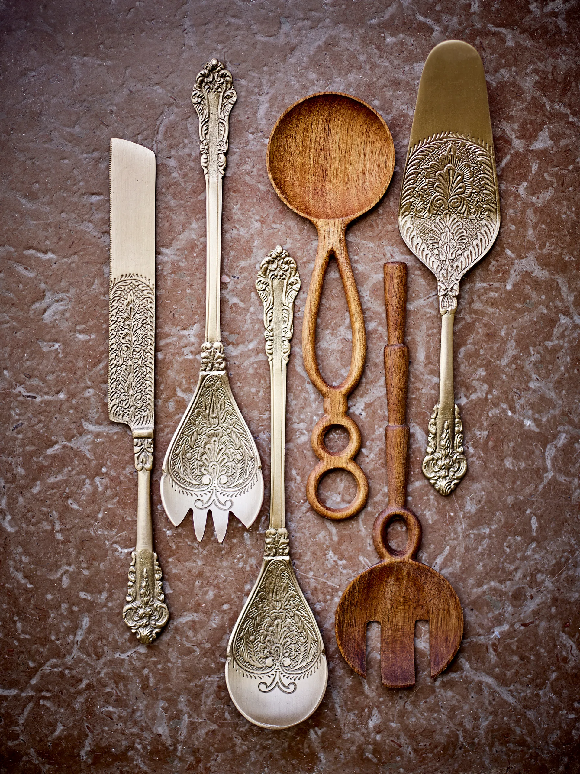 Kalima salladsbestick 2 delar, Mässing Bloomingville