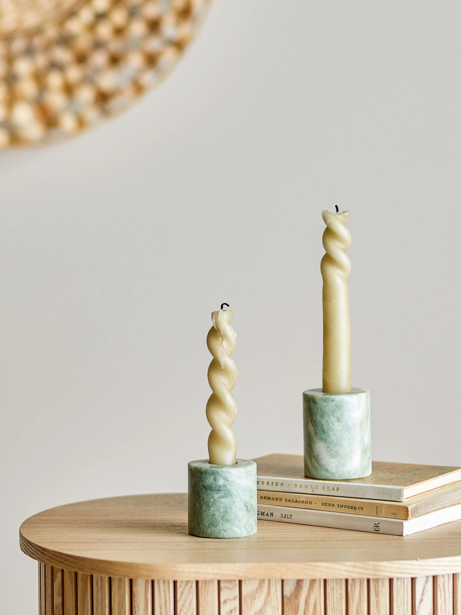 Kokoro ljusstake 2 delar, Grön marmor Bloomingville